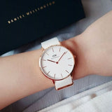 Buy Shop Daniel Wellington Classic Dover White Dial White Nylon Strap Watch For Women - DW00100309 USA Online