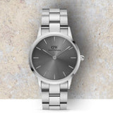 Buy Shop Daniel Wellington Link Grey Dial Silver Steel Strap Watch For Men - DW00100328 USA Online