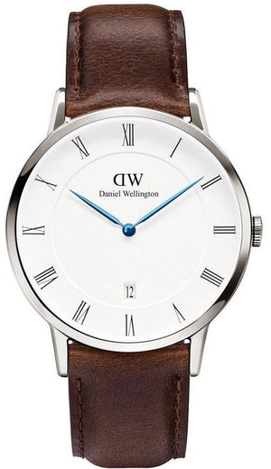 Buy Shop Daniel Wellington Dapper Bristol White Dial Brown Leather Strap Watch For Women - DW00100090 USA Online