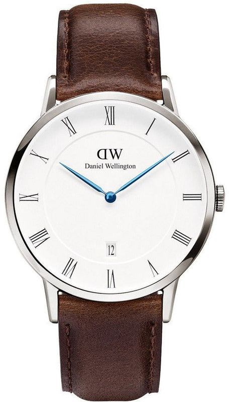 Buy Shop Daniel Wellington Dapper Bristol White Dial Brown Leather Strap Watch For Women - DW00100090 USA Online