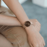 Buy Shop Daniel Wellington Petite Amber Brown Dial Gold Mesh Strap Watch For Women - DW00100476 USA Online