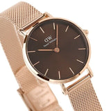 Buy Shop Daniel Wellington Petite Amber Brown Dial Gold Mesh Strap Watch For Women - DW00100476 USA Online