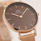 Buy Shop Daniel Wellington Petite Amber Brown Dial Gold Mesh Strap Watch For Women - DW00100476 USA Online
