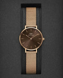Buy Shop Daniel Wellington Petite Amber Brown Dial Gold Mesh Strap Watch For Women - DW00100476 USA Online