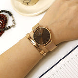 Buy Shop Daniel Wellington Petite Amber Brown Dial Rose Gold Mesh Strap Watch for Women - DW00100478 USA Online