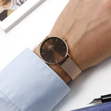 Buy Shop Daniel Wellington Petite Amber Brown Dial Rose Gold Mesh Strap Watch for Women - DW00100478 USA Online