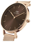 Buy Shop Daniel Wellington Petite Amber Brown Dial Rose Gold Mesh Strap Watch for Women - DW00100478 USA Online