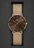 Buy Shop Daniel Wellington Petite Amber Brown Dial Rose Gold Mesh Strap Watch for Women - DW00100478 USA Online