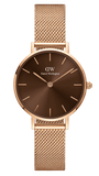 Buy Shop Daniel Wellington Petite Amber Brown Dial Rose Gold Mesh Strap Watch for Women - DW00100478 USA Online