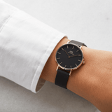 Buy Shop Daniel Wellington Petite Ashfield Black Dial Black Mesh Bracelet Watch Watch For Women - DW00100201 USA Online