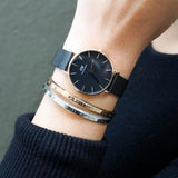 Buy Shop Daniel Wellington Petite Ashfield Black Dial Black Mesh Bracelet Watch Watch For Women - DW00100201 USA Online