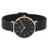 Buy Shop Daniel Wellington Petite Ashfield Black Dial Black Mesh Bracelet Watch Watch For Women - DW00100201 USA Online