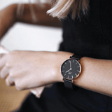 Buy Shop Daniel Wellington Petite Ashfield Black Dial Black Mesh Strap Watch For Women - DW00100202 USA Online