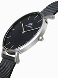 Buy Shop Daniel Wellington Petite Ashfield Black Dial Black Mesh Strap Watch For Women - DW00100202 USA Online