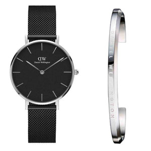 Buy Shop Daniel Wellington Petite Ashfield Black Dial Black Mesh Strap Watch For Women - DW00100202 USA Online