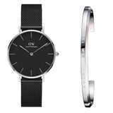 Buy Shop Daniel Wellington Petite Ashfield Black Dial Black Mesh Strap Watch For Women - DW00100202 USA Online