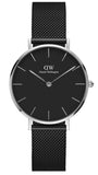 Buy Shop Daniel Wellington Petite Ashfield Black Dial Black Mesh Strap Watch For Women - DW00100202 USA Online