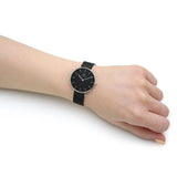 Daniel Wellington Petite Ashfield Black Dial Black Mesh Strap Watch For Women - DW00100202