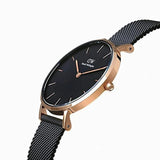 Buy Shop Daniel Wellington Petite Ashfield Black Dial Black Mesh Strap Watch For Women - DW00100245 USA Online