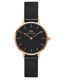 Buy Shop Daniel Wellington Petite Ashfield Black Dial Black Mesh Strap Watch For Women - DW00100245 USA Online