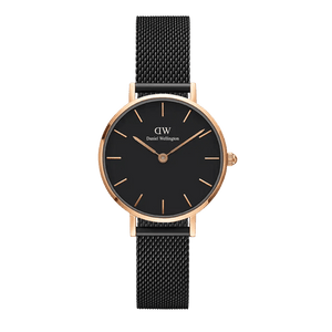 Buy Shop Daniel Wellington Petite Ashfield Black Dial Black Mesh Strap Watch For Women - DW00100245 USA Online