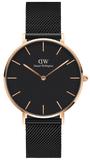 Buy Shop Daniel Wellington Petite Ashfield Black Dial Black Mesh Strap Watch For Women - DW00100245 USA Online