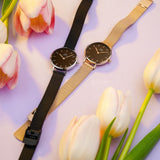 Buy Shop Daniel Wellington Petite Ashfield Black Dial Black Mesh Strap Watch For Women - DW00100246 USA Online