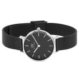 Buy Shop Daniel Wellington Petite Ashfield Black Dial Black Mesh Strap Watch For Women - DW00100246 USA Online