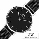 Buy Shop Daniel Wellington Petite Ashfield Black Dial Black Mesh Strap Watch For Women - DW00100246 USA Online