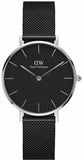 Buy Shop Daniel Wellington Petite Ashfield Black Dial Black Mesh Strap Watch For Women - DW00100246 USA Online