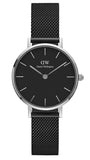 Buy Shop Daniel Wellington Petite Ashfield Black Dial Black Mesh Strap Watch For Women - DW00100246 USA Online