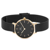 Buy Shop Daniel Wellington Petite Ashfield Black Dial Black Mesh Strap Watch for Women - DW00100307 USA Online