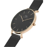 Buy Shop Daniel Wellington Petite Ashfield Black Dial Black Mesh Strap Watch for Women - DW00100307 USA Online