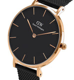 Buy Shop Daniel Wellington Petite Ashfield Black Dial Black Mesh Strap Watch for Women - DW00100307 USA Online