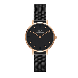 Buy Shop Daniel Wellington Petite Ashfield Black Dial Black Mesh Strap Watch for Women - DW00100307 USA Online