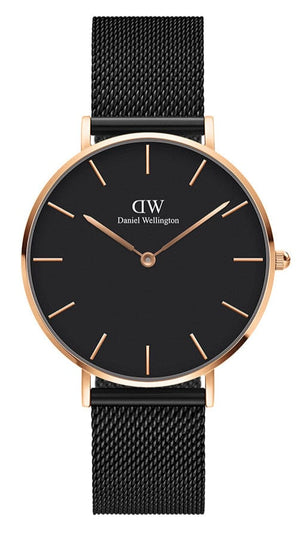 Buy Shop Daniel Wellington Petite Ashfield Black Dial Black Mesh Strap Watch for Women - DW00100307 USA Online