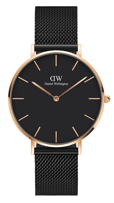 Buy Shop Daniel Wellington Petite Ashfield Black Dial Black Mesh Strap Watch for Women - DW00100307 USA Online