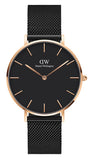 Buy Shop Daniel Wellington Petite Ashfield Black Dial Black Mesh Strap Watch for Women - DW00100307 USA Online