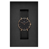 Daniel Wellington Petite Ashfield Black Dial Black Mesh Strap Watch for Women - DW00100307