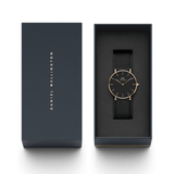 Daniel Wellington Petite Ashfield Black Dial Black Mesh Strap Watch for Women - DW00100307
