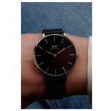 Buy Shop Daniel Wellington Petite Ashfield Black Dial Black Mesh Strap Watch For Women - DW00100308 USA Online