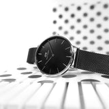 Buy Shop Daniel Wellington Petite Ashfield Black Dial Black Mesh Strap Watch For Women - DW00100308 USA Online