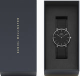 Buy Shop Daniel Wellington Petite Ashfield Black Dial Black Mesh Strap Watch For Women - DW00100308 USA Online