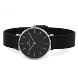 Buy Shop Daniel Wellington Petite Ashfield Black Dial Black Mesh Strap Watch For Women - DW00100308 USA Online