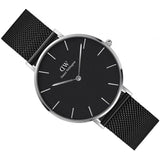 Buy Shop Daniel Wellington Petite Ashfield Black Dial Black Mesh Strap Watch For Women - DW00100308 USA Online