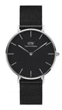 Buy Shop Daniel Wellington Petite Ashfield Black Dial Black Mesh Strap Watch For Women - DW00100308 USA Online