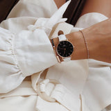 Buy Shop Daniel Wellington Classic Petite Bondi Black Dial White Leather Strap Watch For Women - DW00100283 USA Online