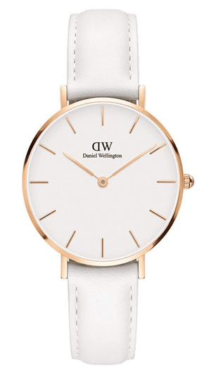 Buy Shop Daniel Wellington Petite Bondi White Dial White Leather Strap Watch for Women - DW00100189 USA Online