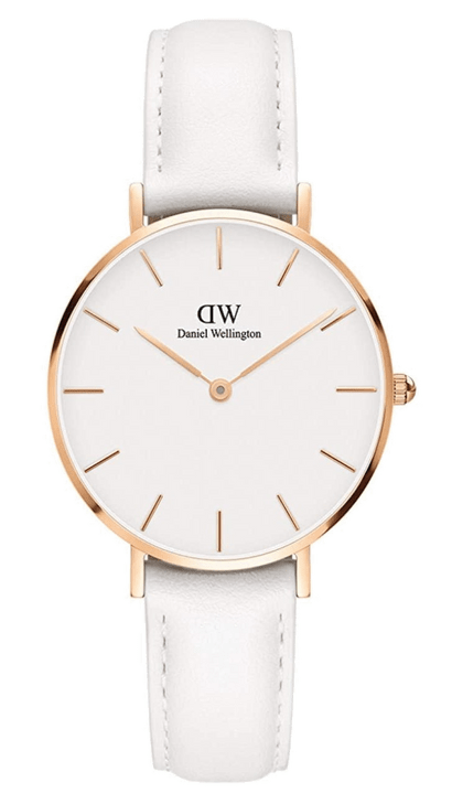 Buy Shop Daniel Wellington Petite Bondi White Dial White Leather Strap Watch for Women - DW00100189 USA Online