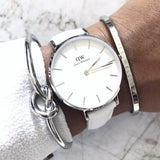 Buy Shop Daniel Wellington Petite Bondi White Dial White Leather Strap Watch For Women - DW00100190 USA Online